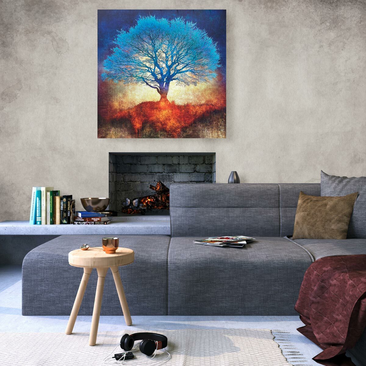 Large brushed aluminium print