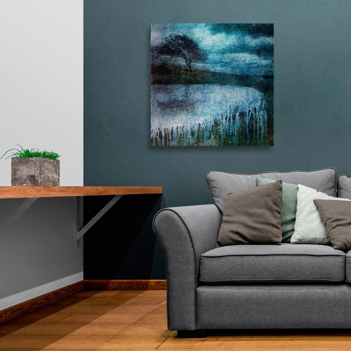 Large brushed aluminium print