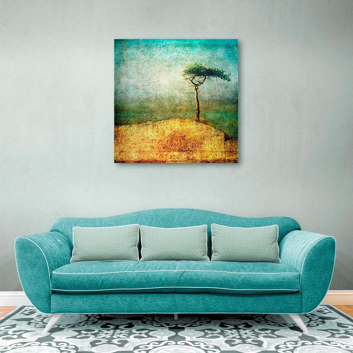 Large brushed aluminium print