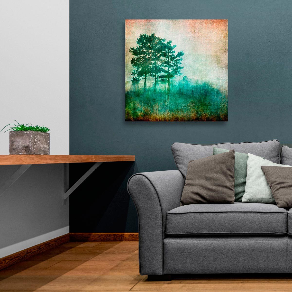 Large brushed aluminium print