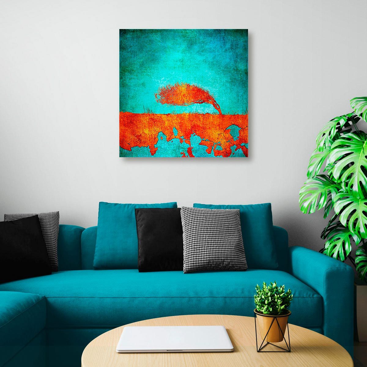 Large brushed aluminium print