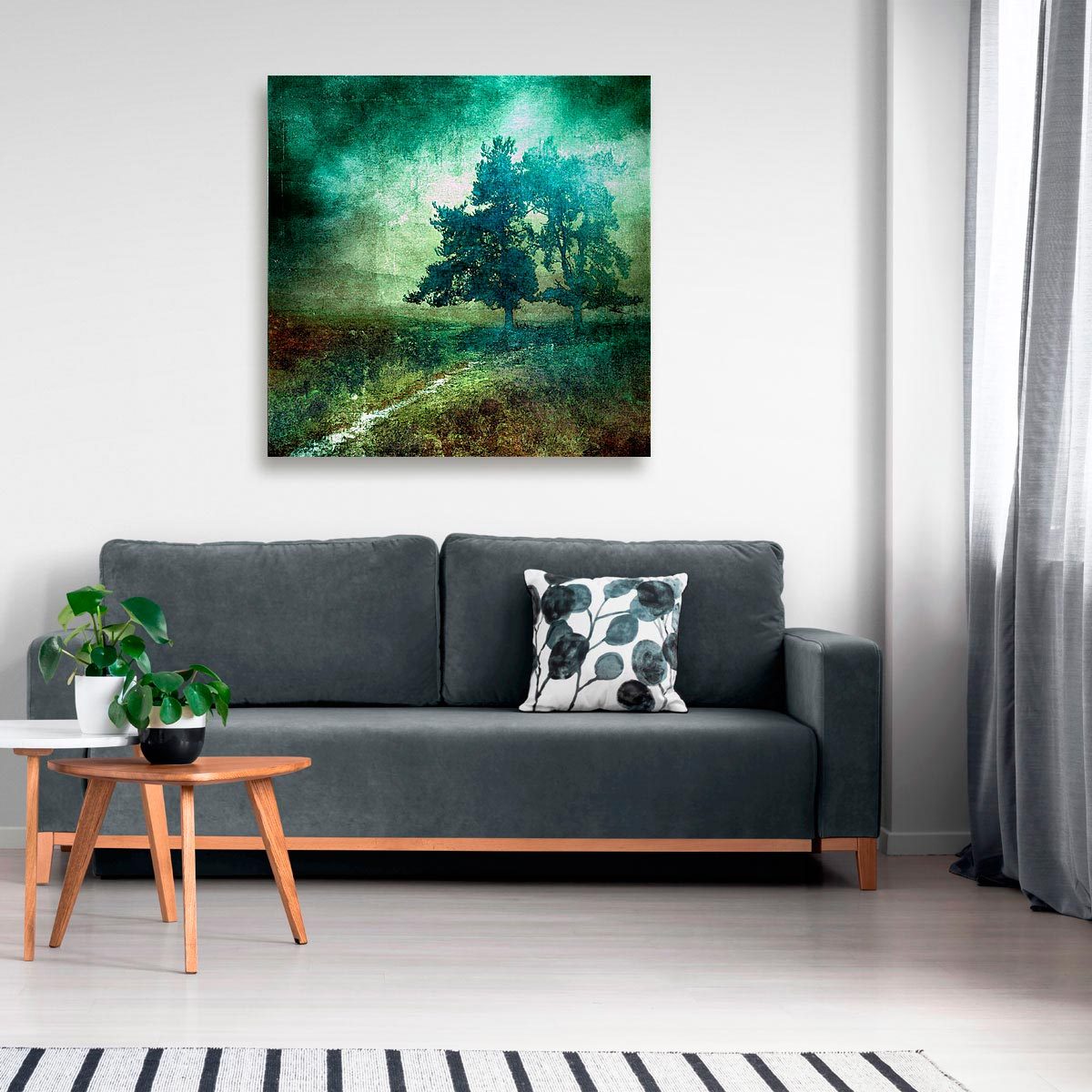 Large brushed aluminium print