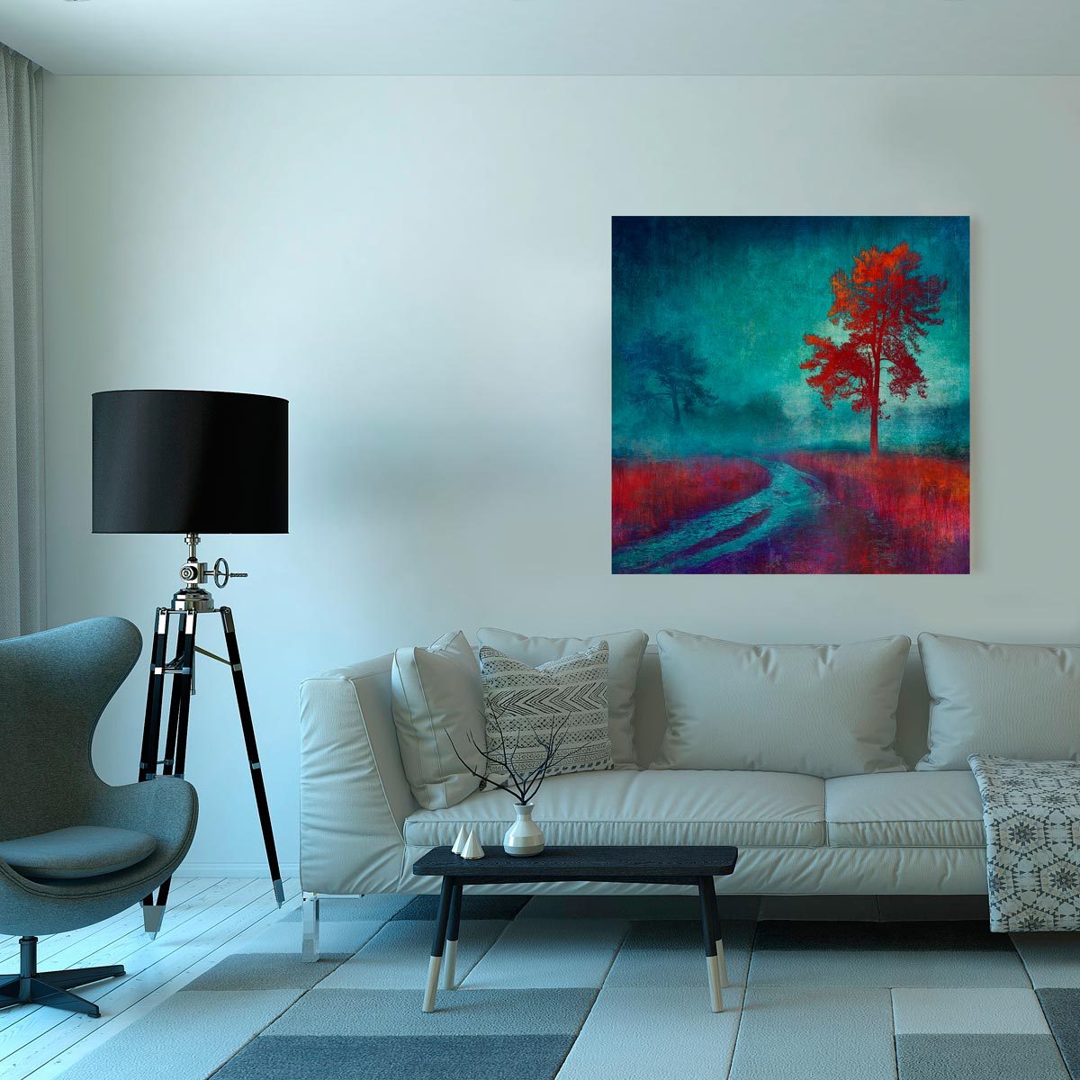 Large brushed aluminium print